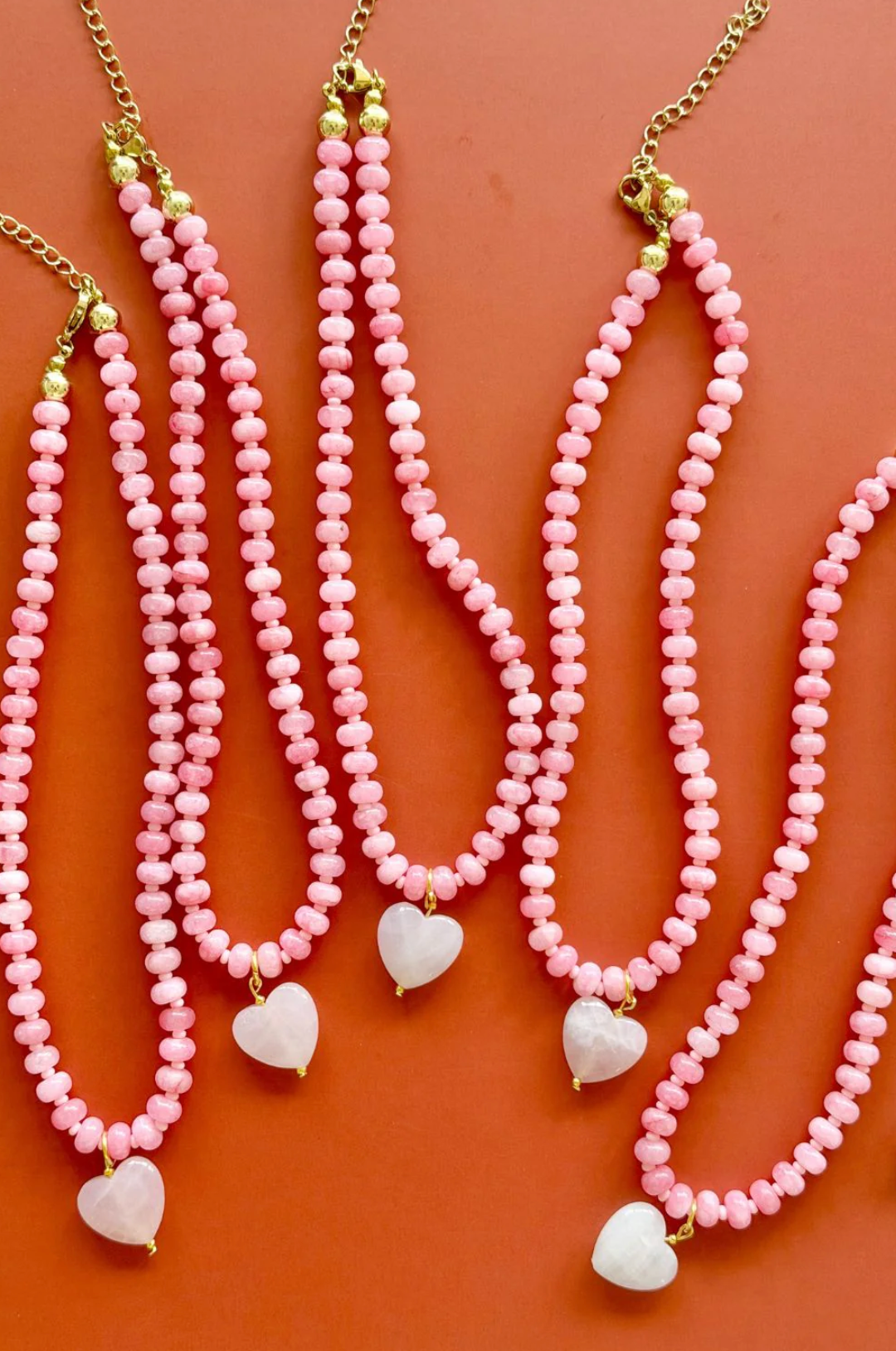 Mosk Over Sized Jade Pink Gem Necklace