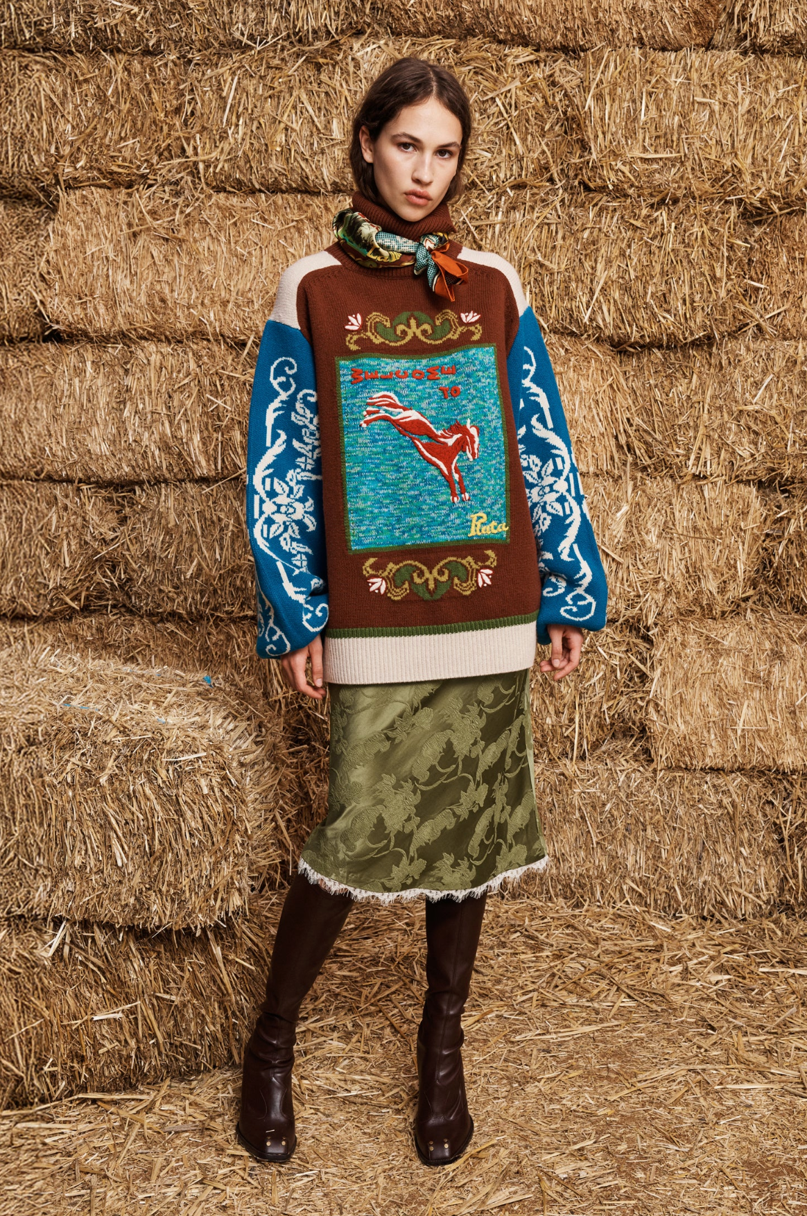 Alemais Lasso Patchwork Knit Sweater