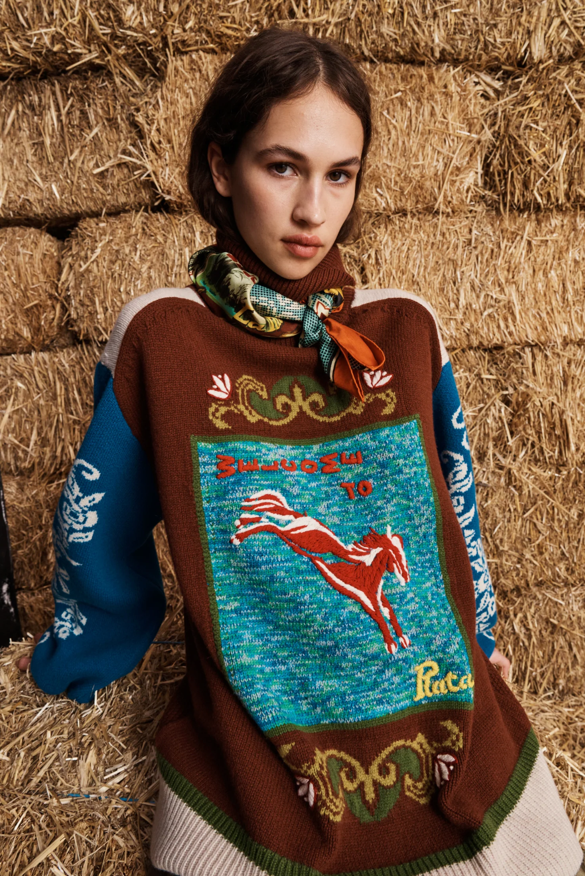 Alemais Lasso Patchwork Knit Sweater