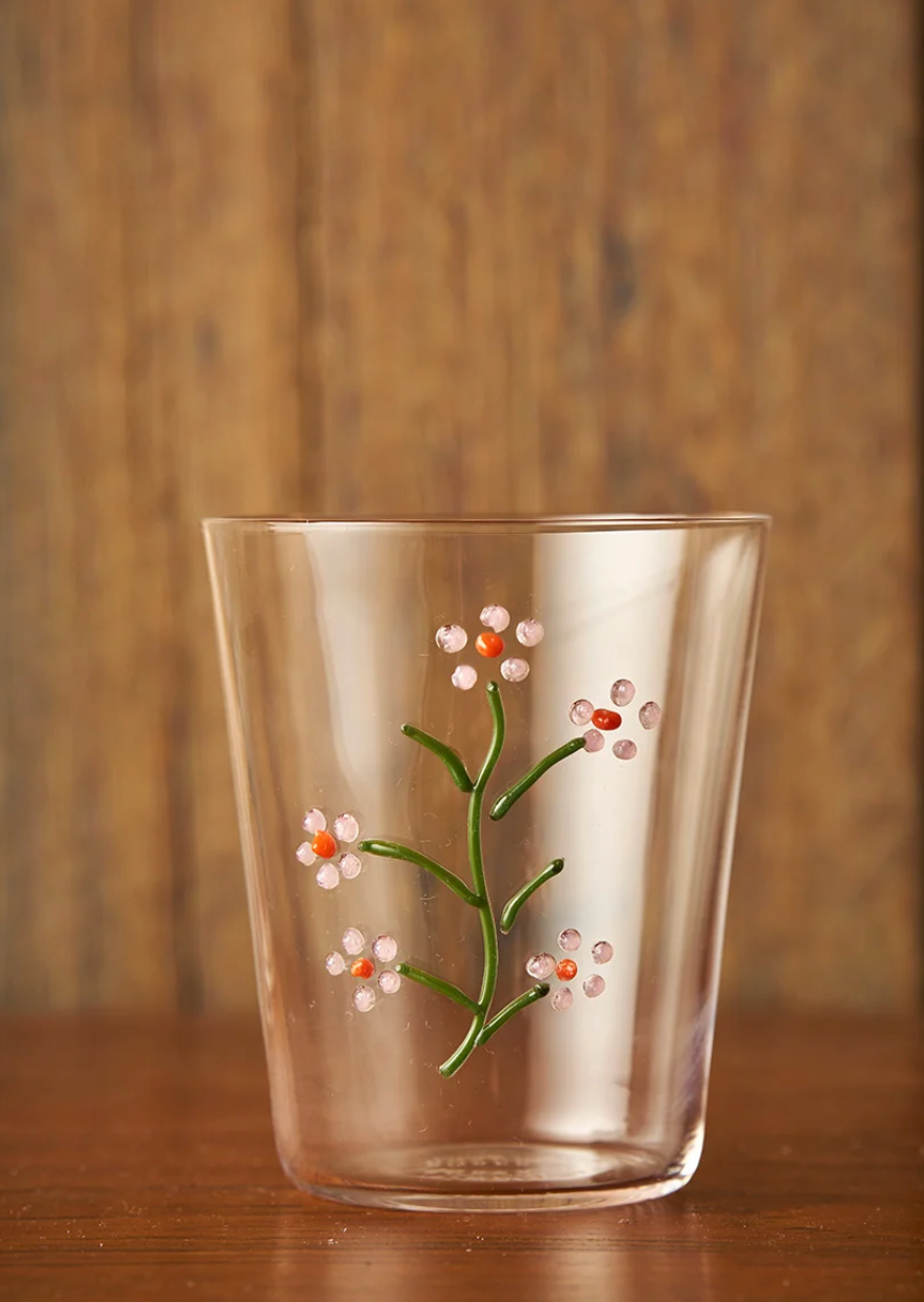 Glass Tumbler Wax Flower Botanical Icons