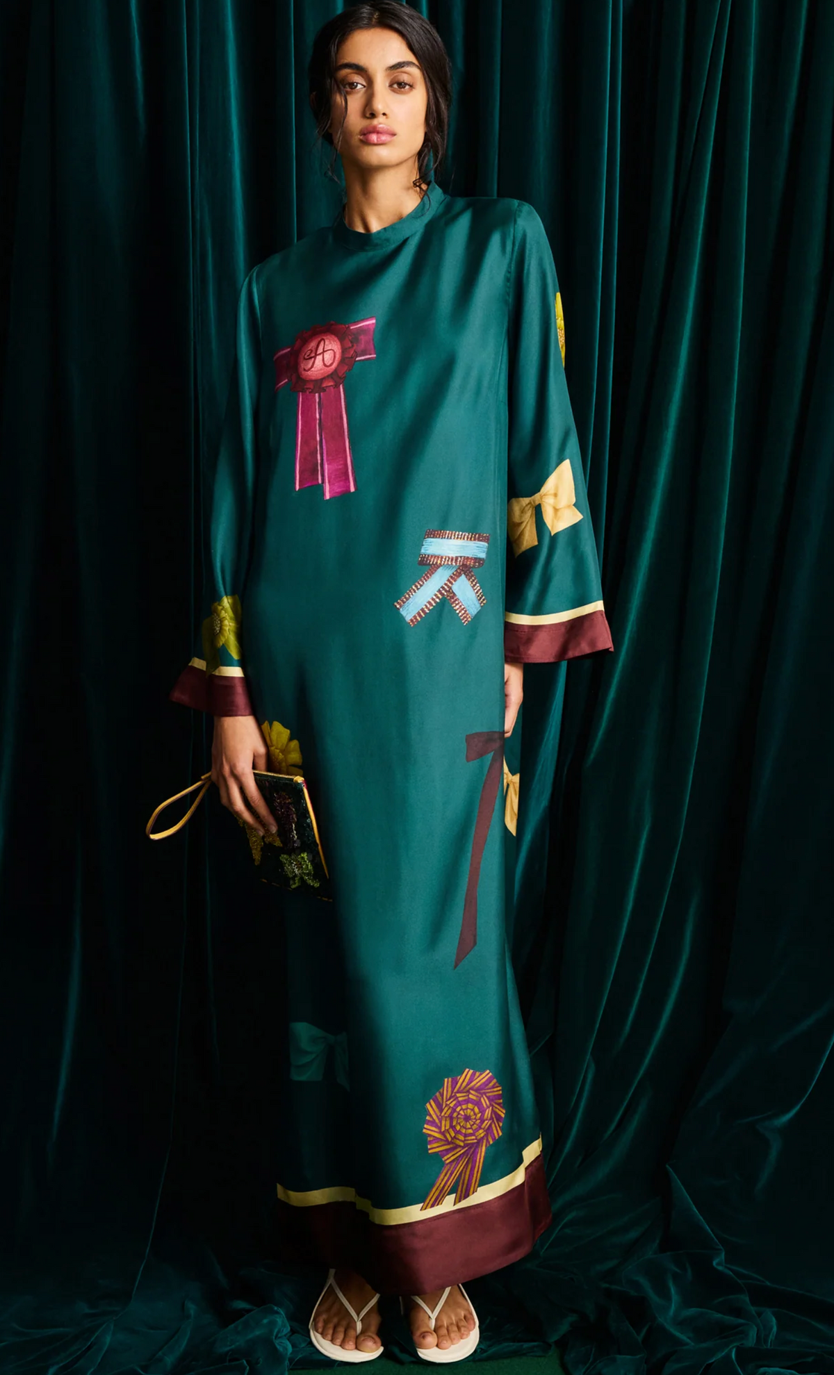 Alemais Rosette Silk Midi Dress