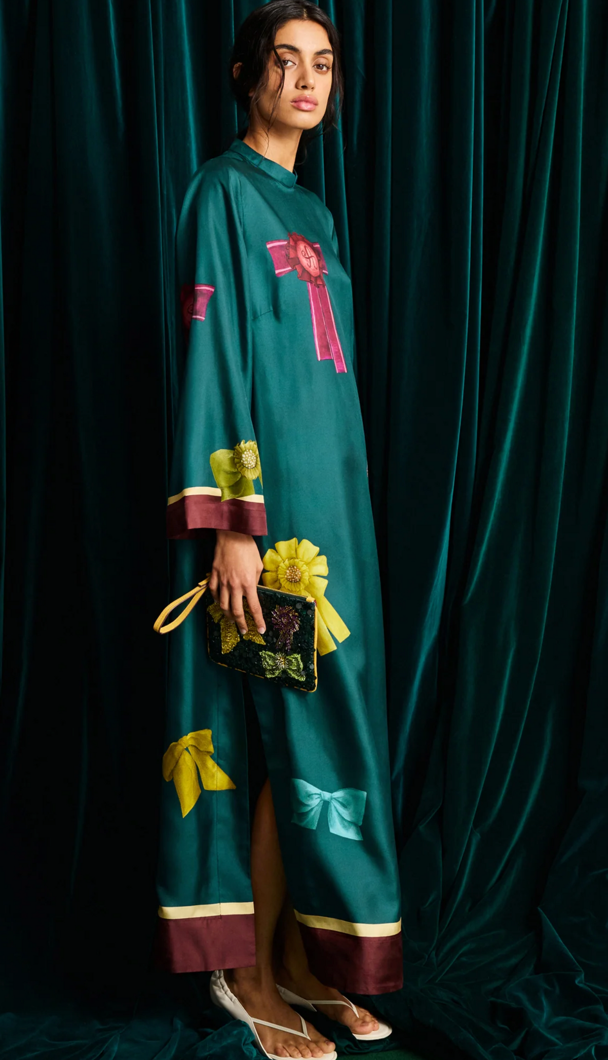 Alemais Rosette Silk Midi Dress