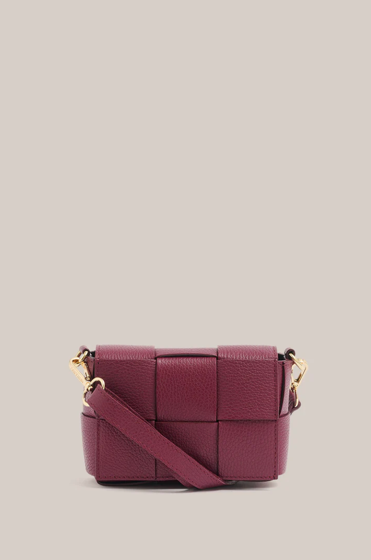 Margot Mini Bordeaux Leather Woven Bag