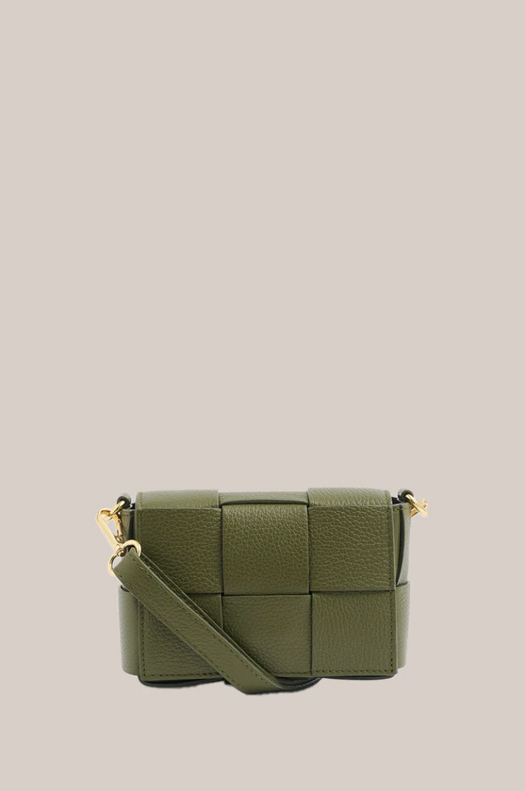 Vestirsi Margot Mini Khaki Leather Woven Bag