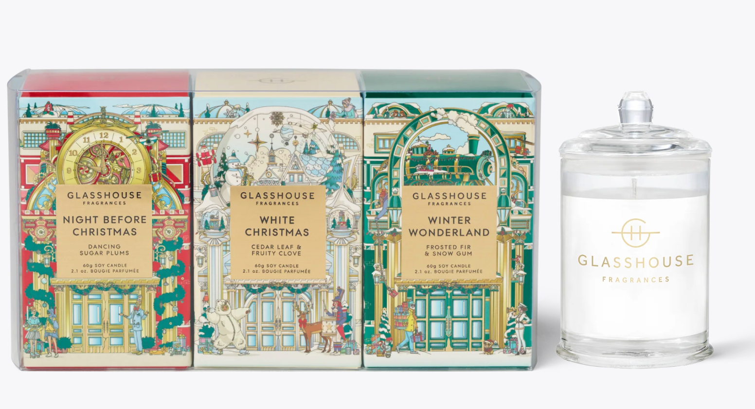 Glasshouse Christmas Candle Trio 60g