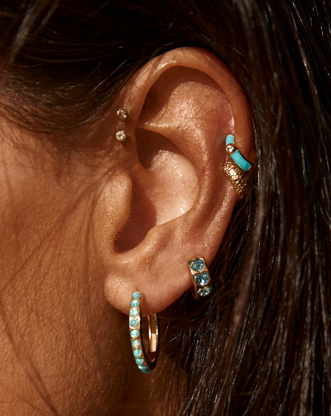 Fairley Blue Opal Crystal Maxi Hoops