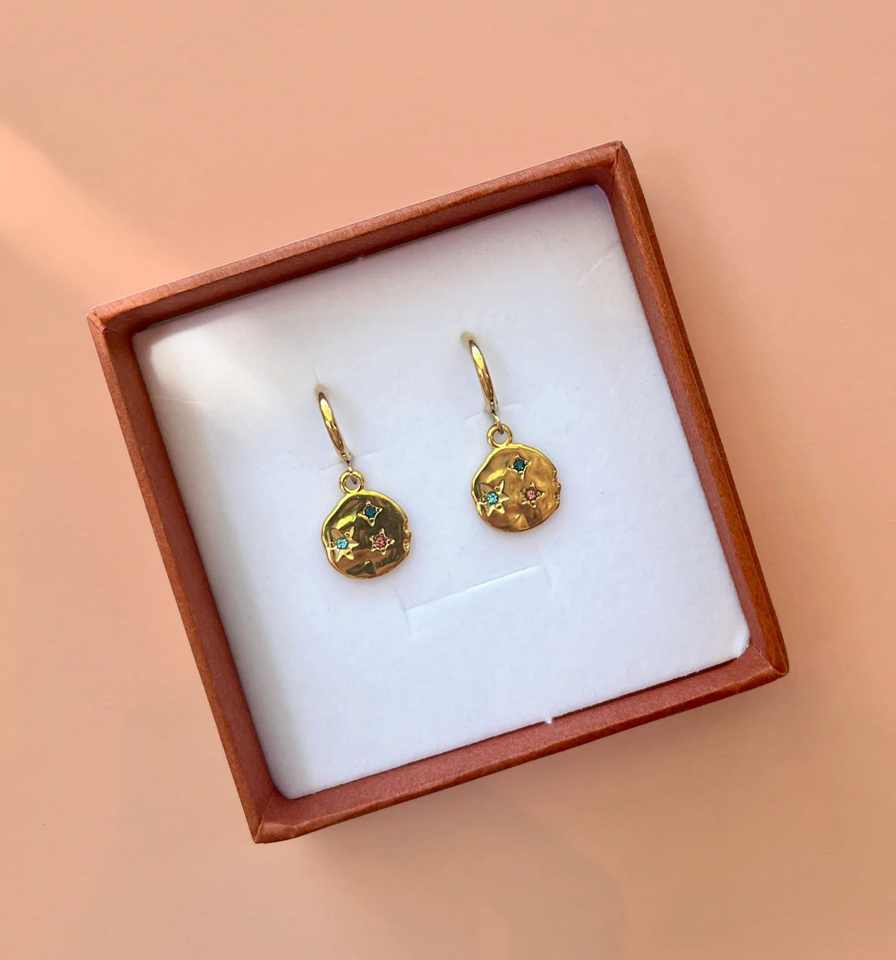 Alesi Multi Colour Hammered Irregular Hoop Earrings