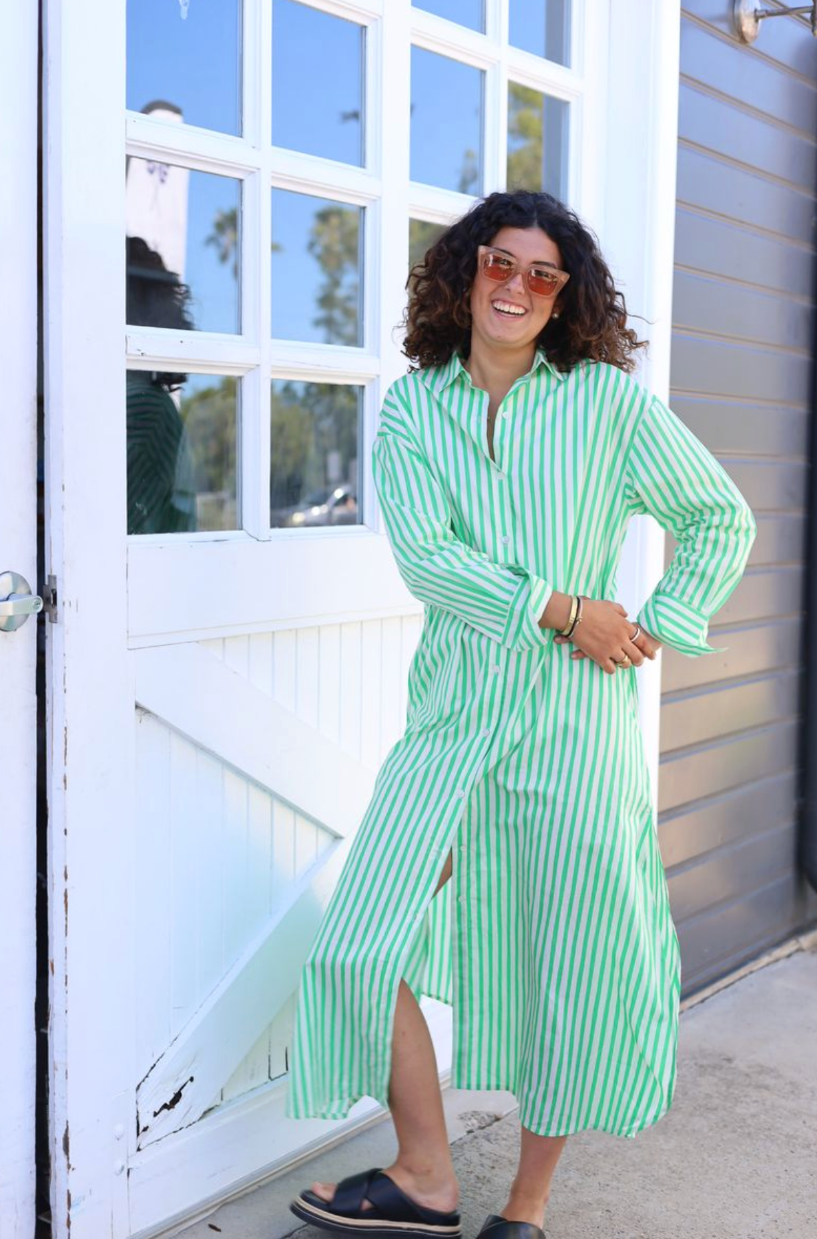Grace & May Noosa Green Stripe Dress