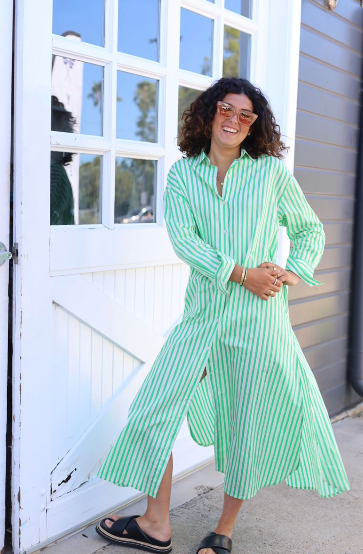 Grace & May Noosa Green Stripe Dress