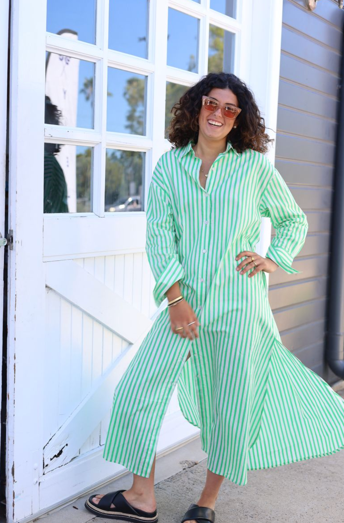 Grace & May Noosa Green Stripe Dress