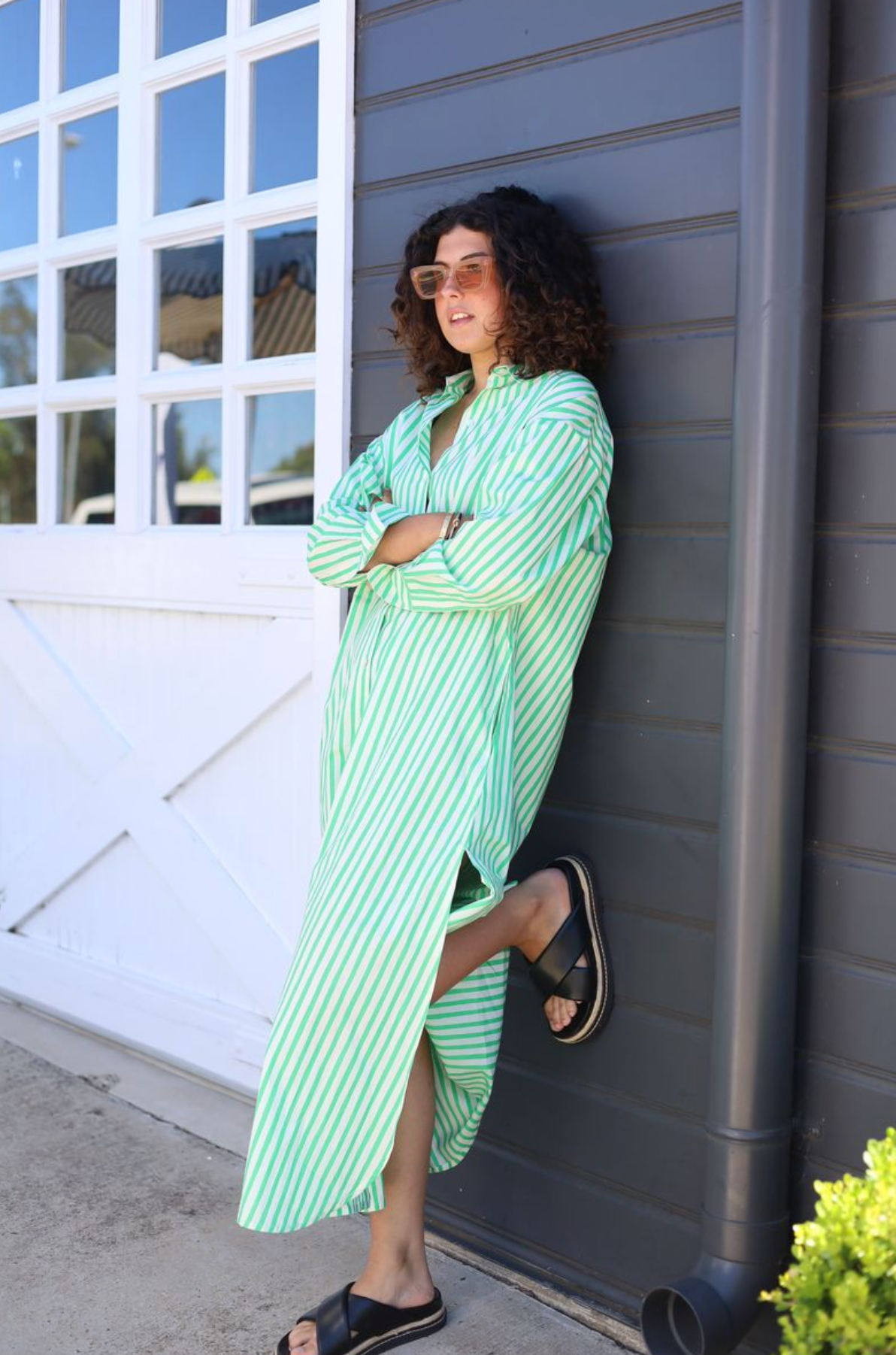 Grace & May Noosa Green Stripe Dress