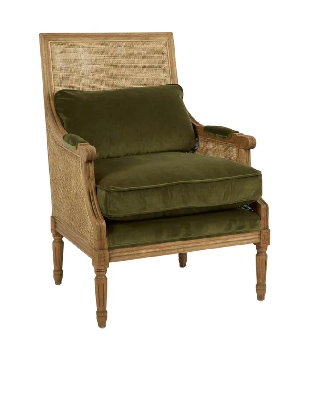 Caned Armchair Olive Green