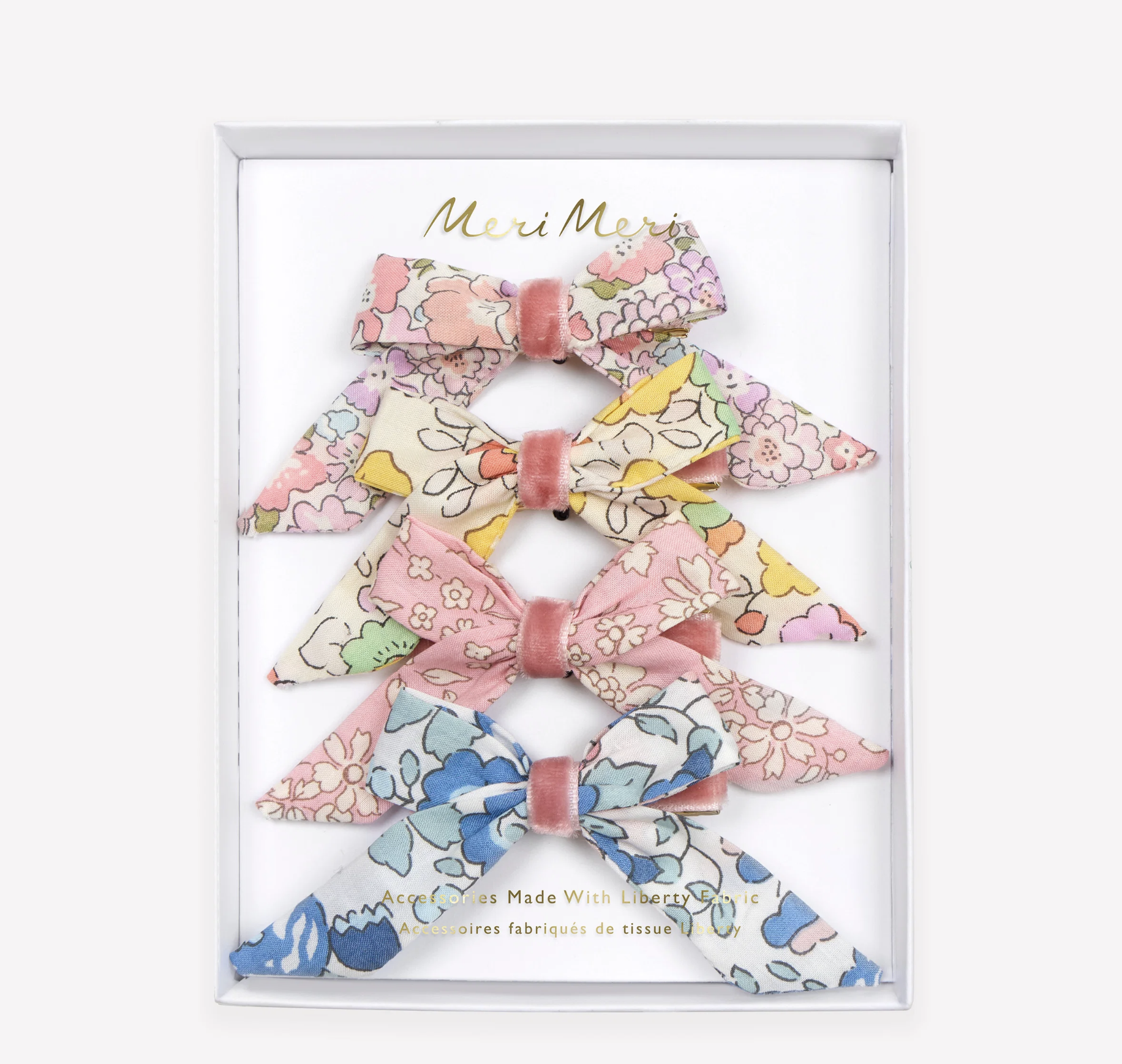 Floral Bow Hair Clips (Set of 4)