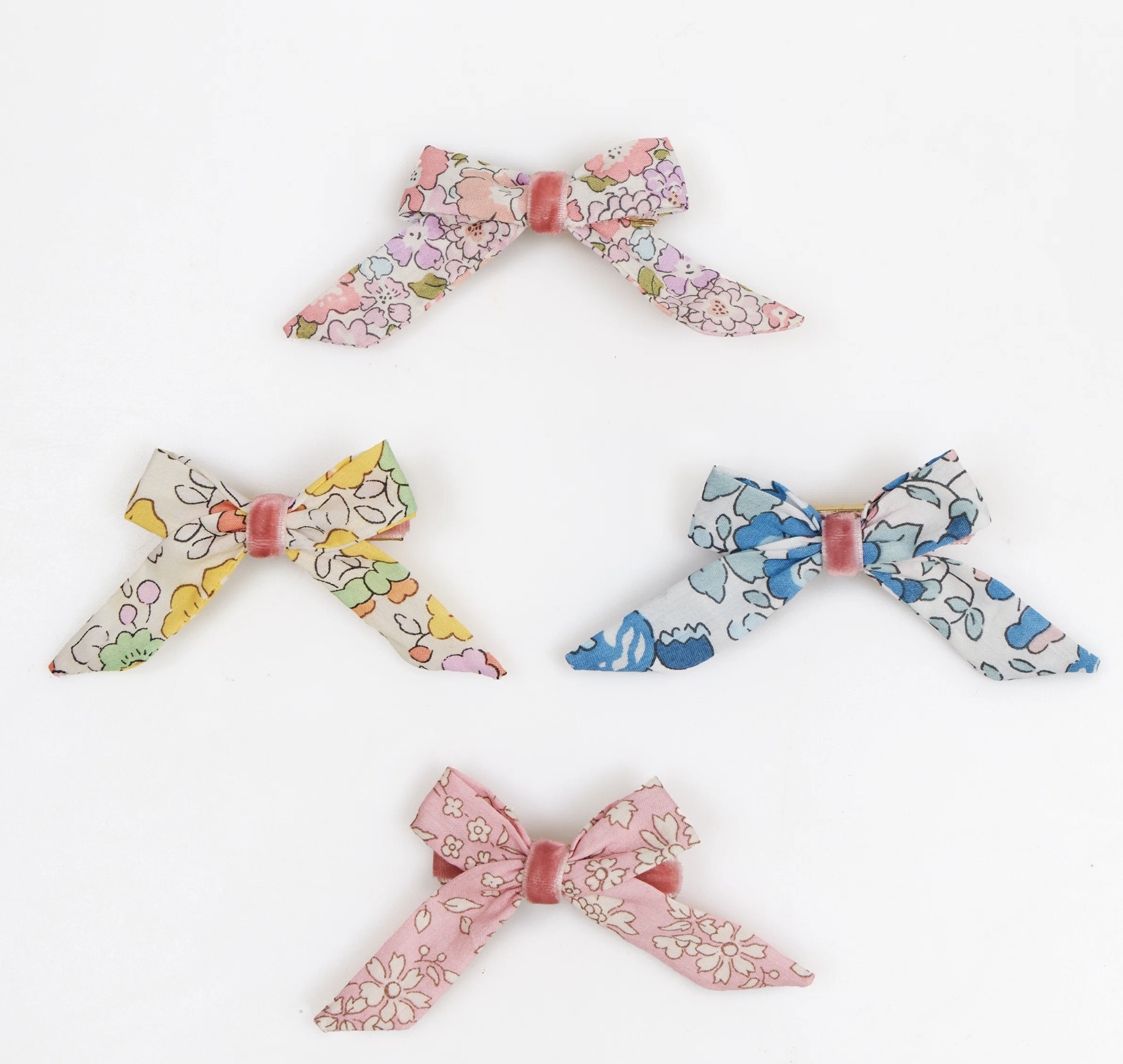 Floral Bow Hair Clips (Set of 4)