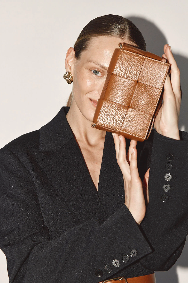 Vestirsi Margot Mini Tan Leather Woven Bag