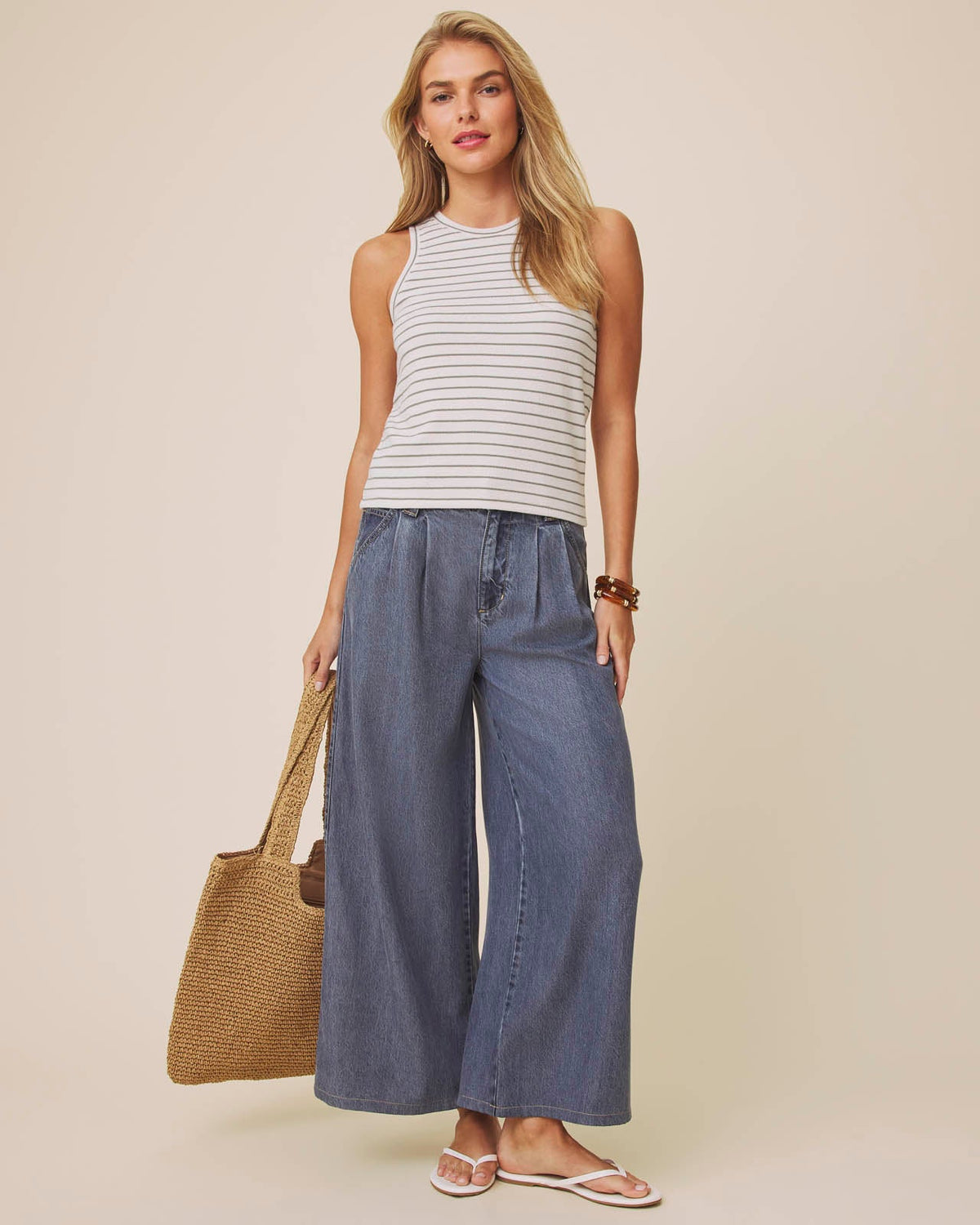 Splendid Kennedy Stripe Tank - Pale Oak/Eucalyptus