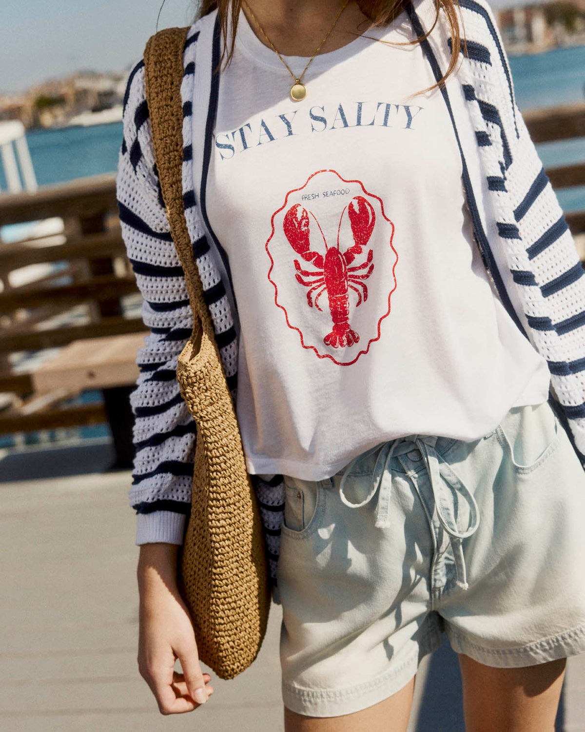 Splendid Stay Salty Short Sleeve Tee - Lobster