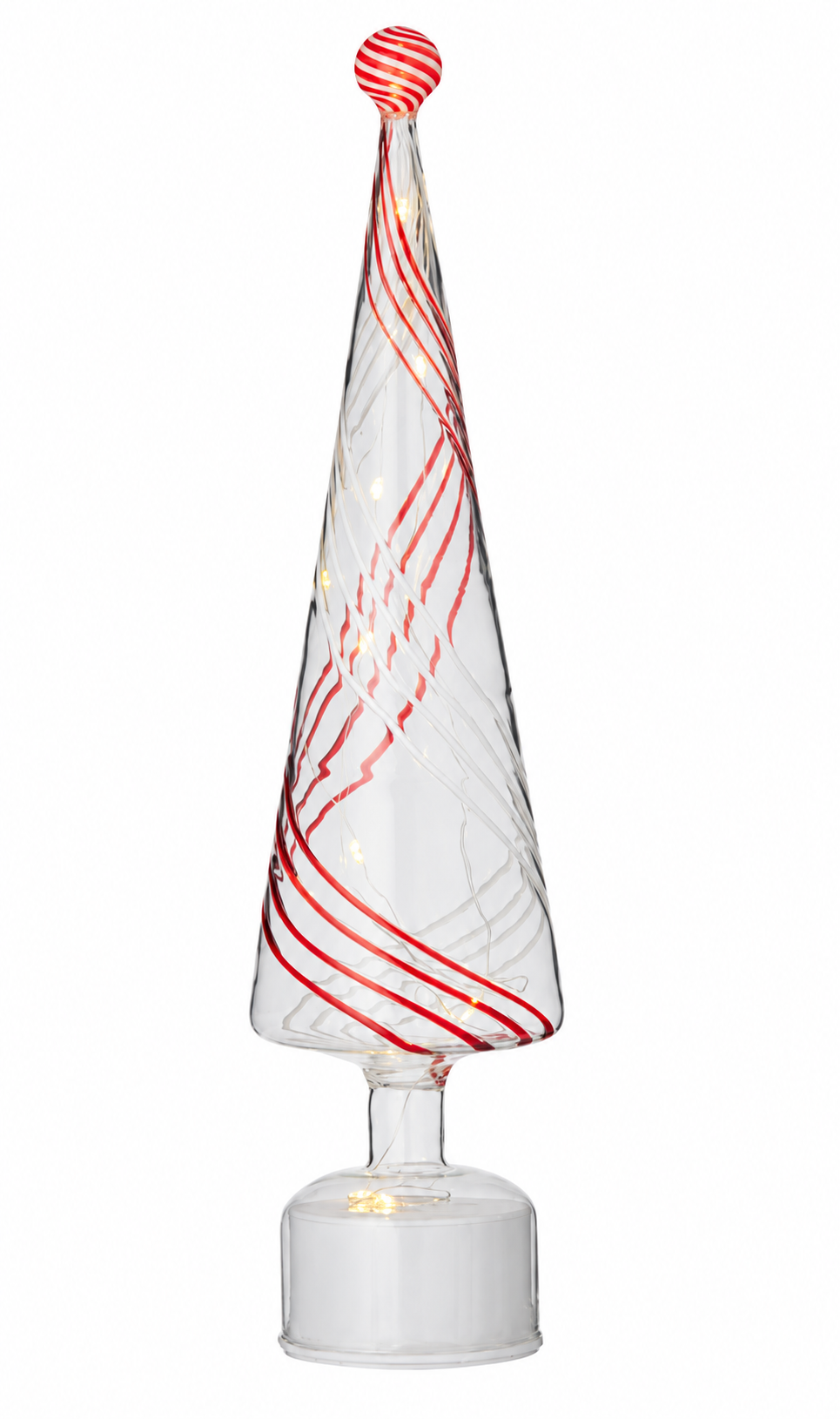 Spiraled Cone Glass Tree Red/White 45cm
