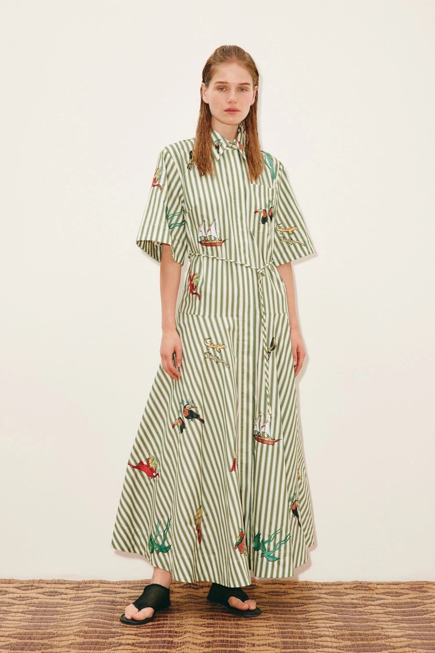 Alemais Bisou Embroidered Shirtdress