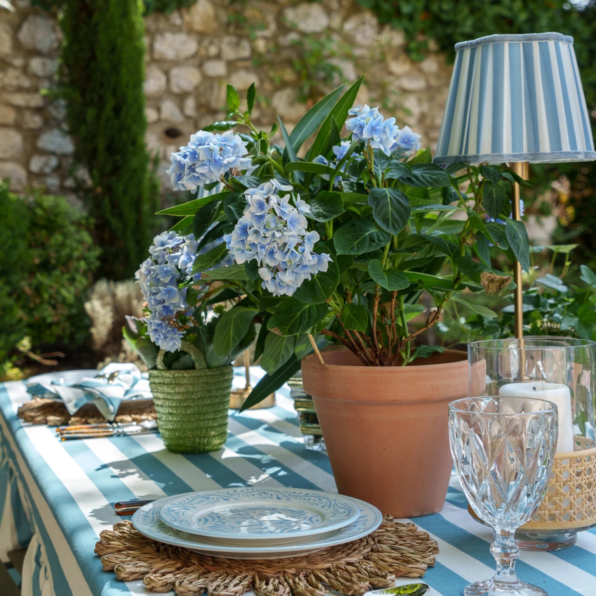 Blue Stripe Scallop Lamp Shade