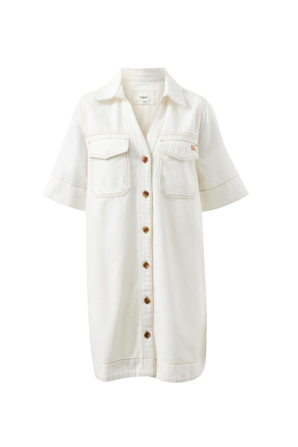 Ceres Life Bonnie Relaxed Shirt Dress in Fresh Ecru – view 2