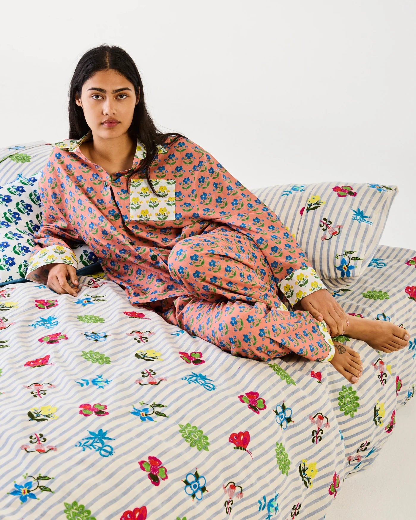 Kip & Co x Anna Spiro Indian Summer Rose Adult Organic Cotton Long Sleeve Pyjama Set