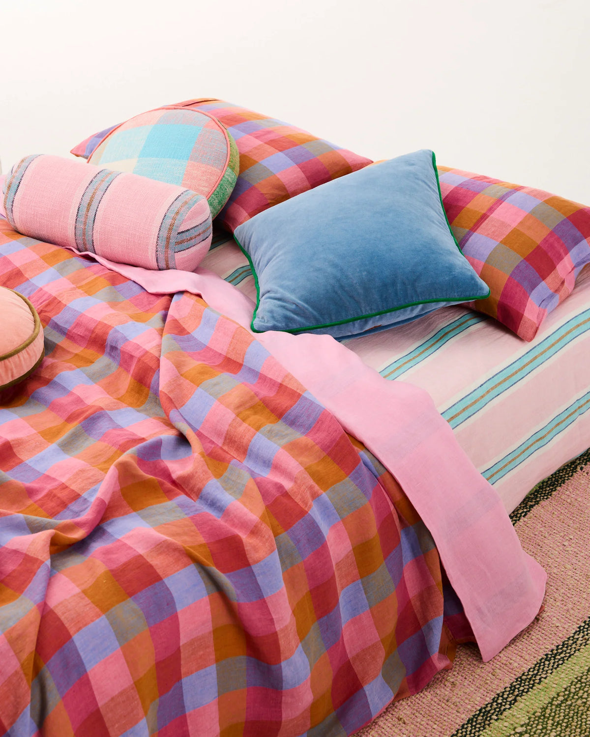 Kip & Co Tickled Pink Stripe Linen Fitted Sheet