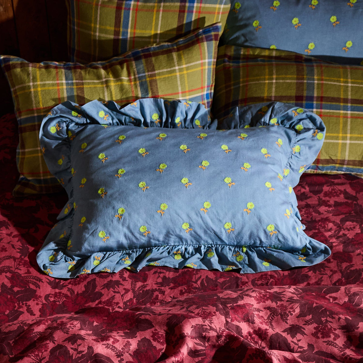 Anneliese Ruffle Pillowcase - Peridot