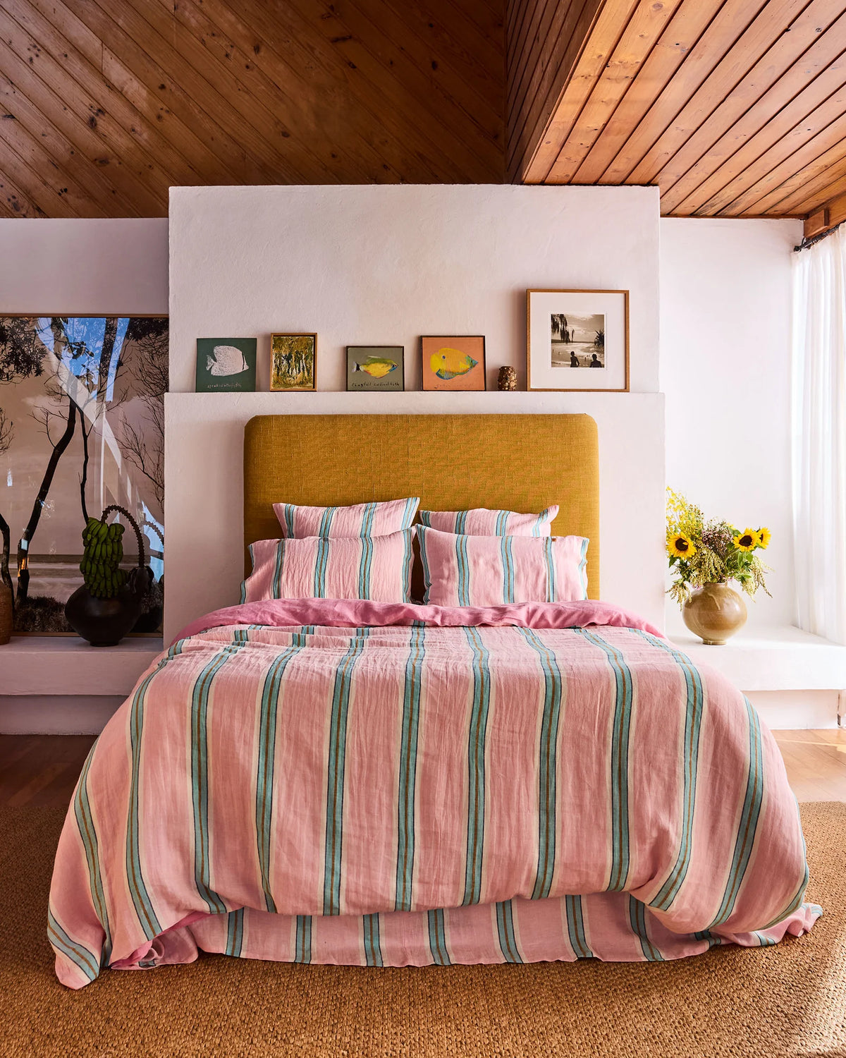 Kip & Co Tickled Pink Stripe Linen Quilt Cover