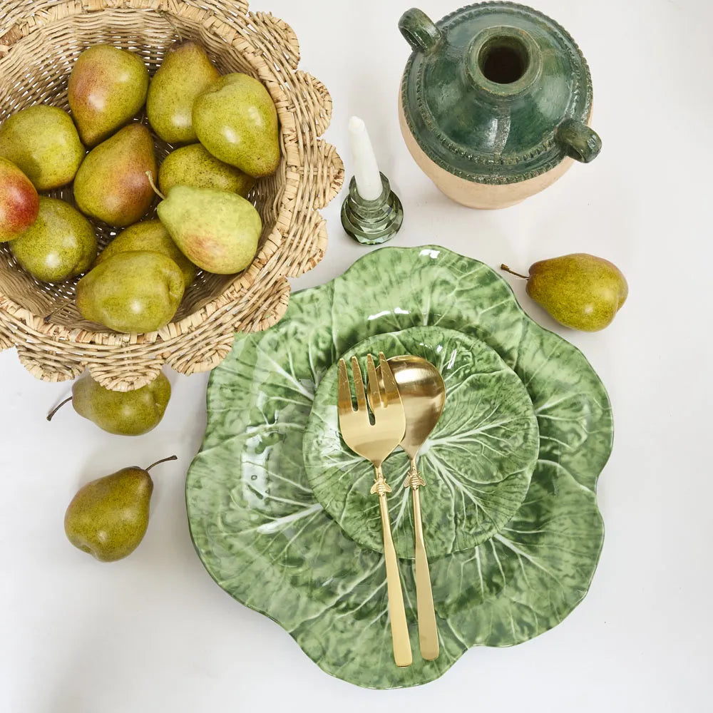 Luxe cabbage Leaf Green Round Platter