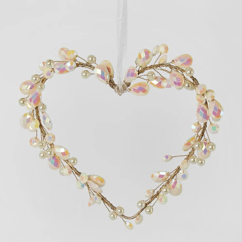 Opal Gem Hanging Heart Ornament