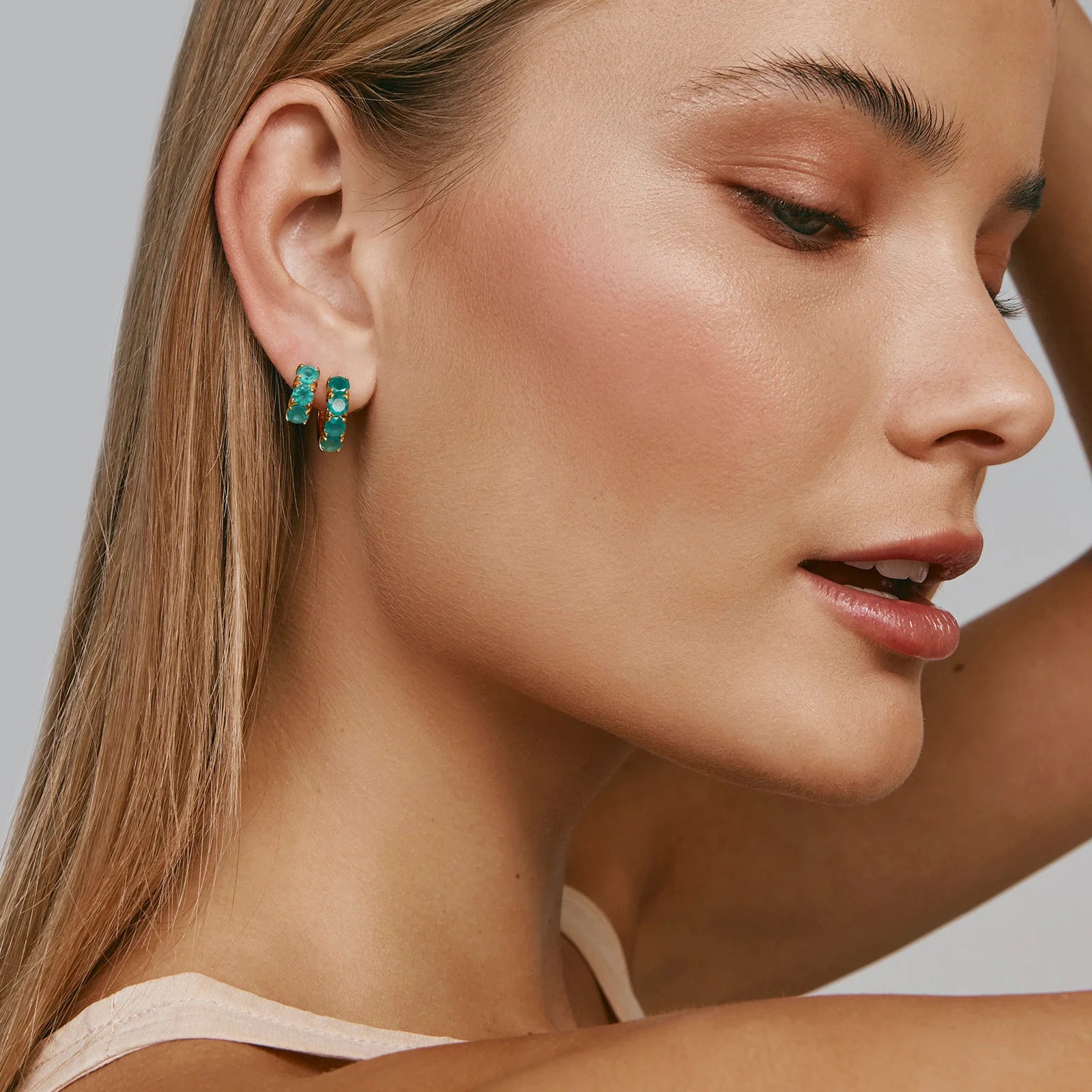 Fairley Green Agate Midi Hoops