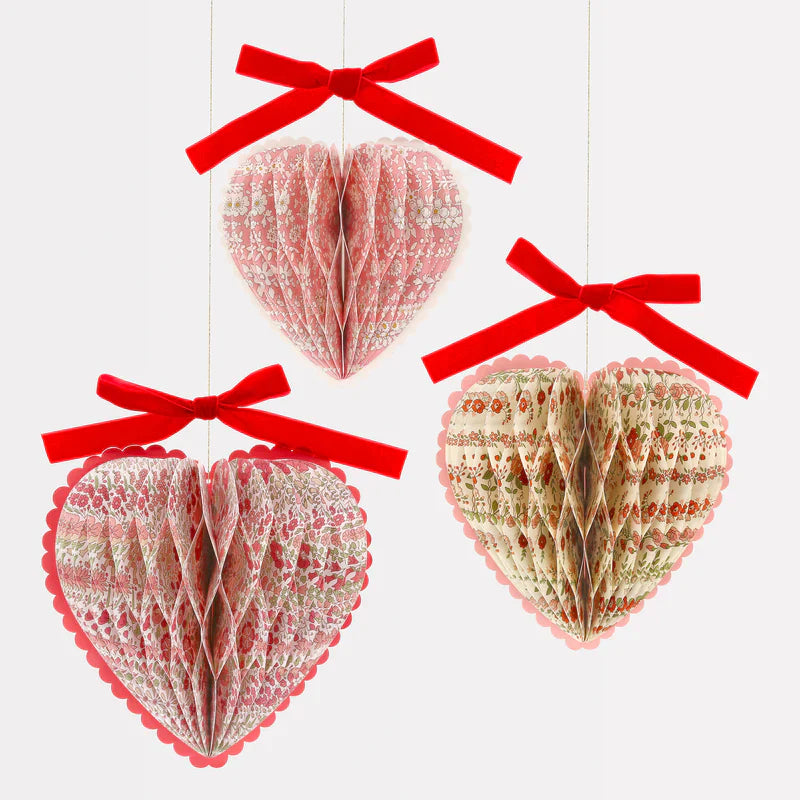 Liberty Paper Honeycomb Heart Decorations Pk3