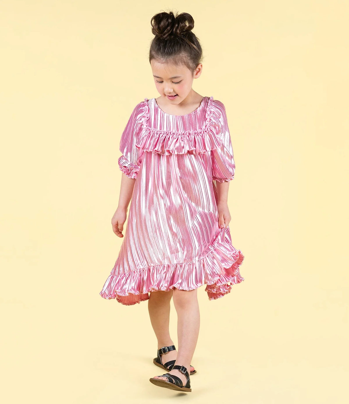 Baby pink pleated dress hotsell