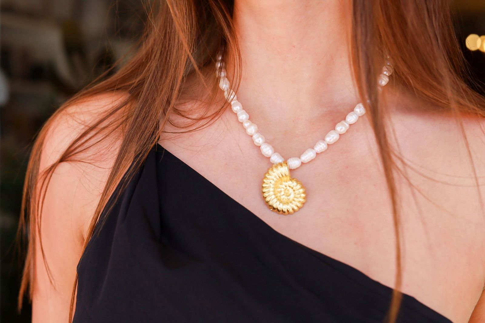Beaded Shell Pearl Necklace