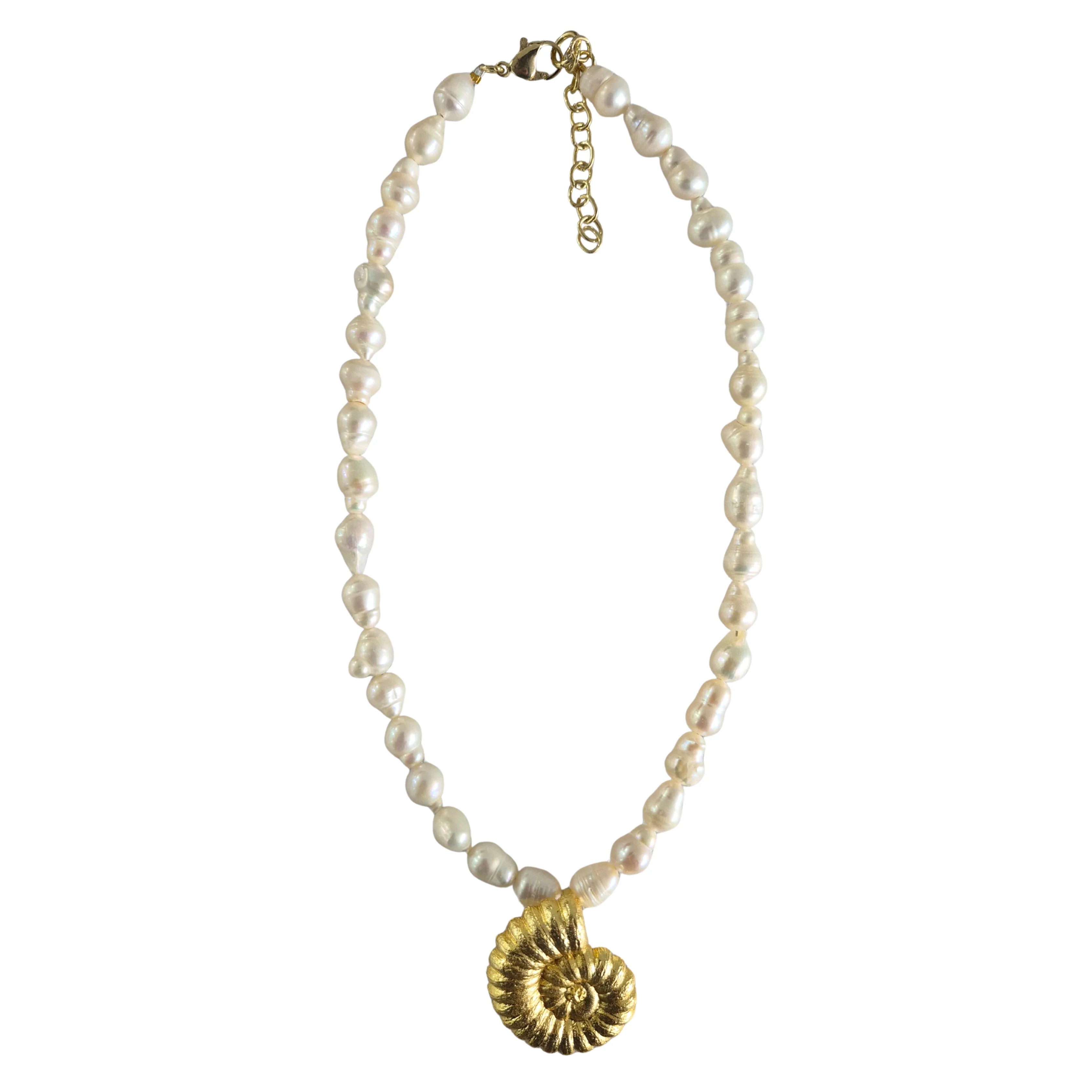 Beaded Shell Pearl Necklace