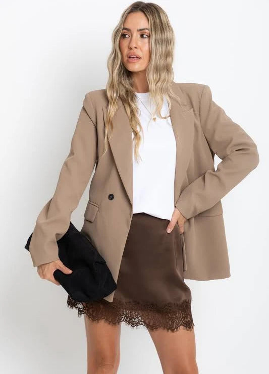 By Together Woven Lace Trim Mini Skirt