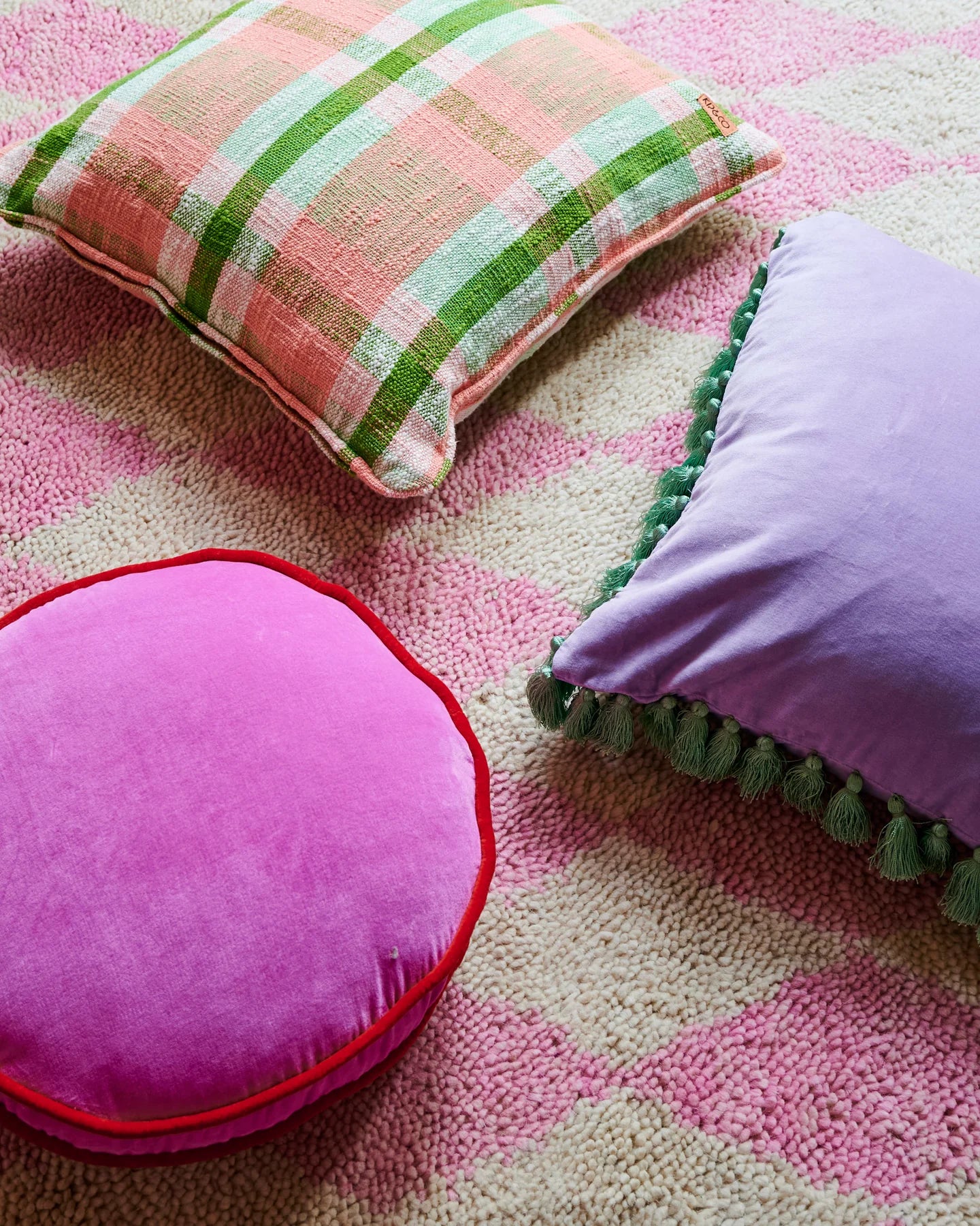 Kip & Co Pistachio Tartan Woven Cushion