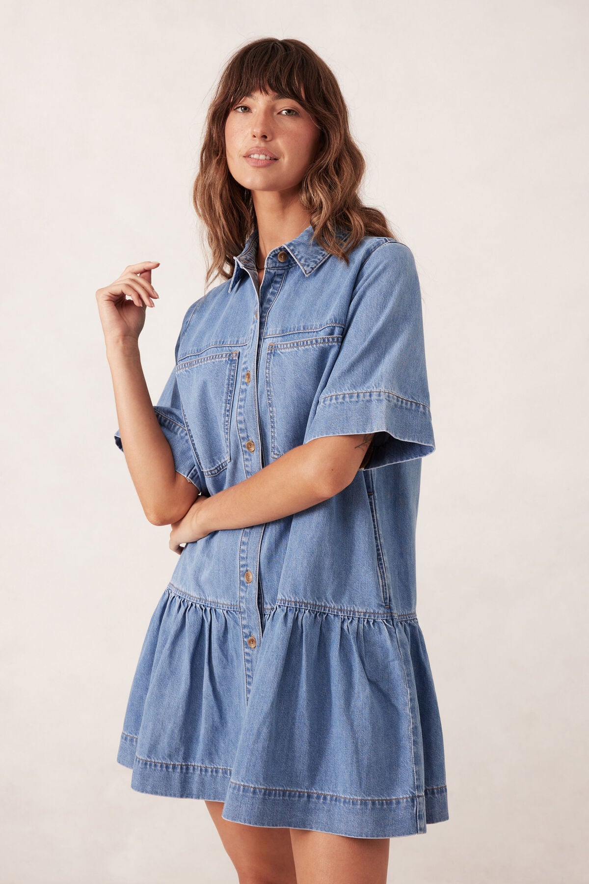 Ceres Tiered Pocket Shirt Dress