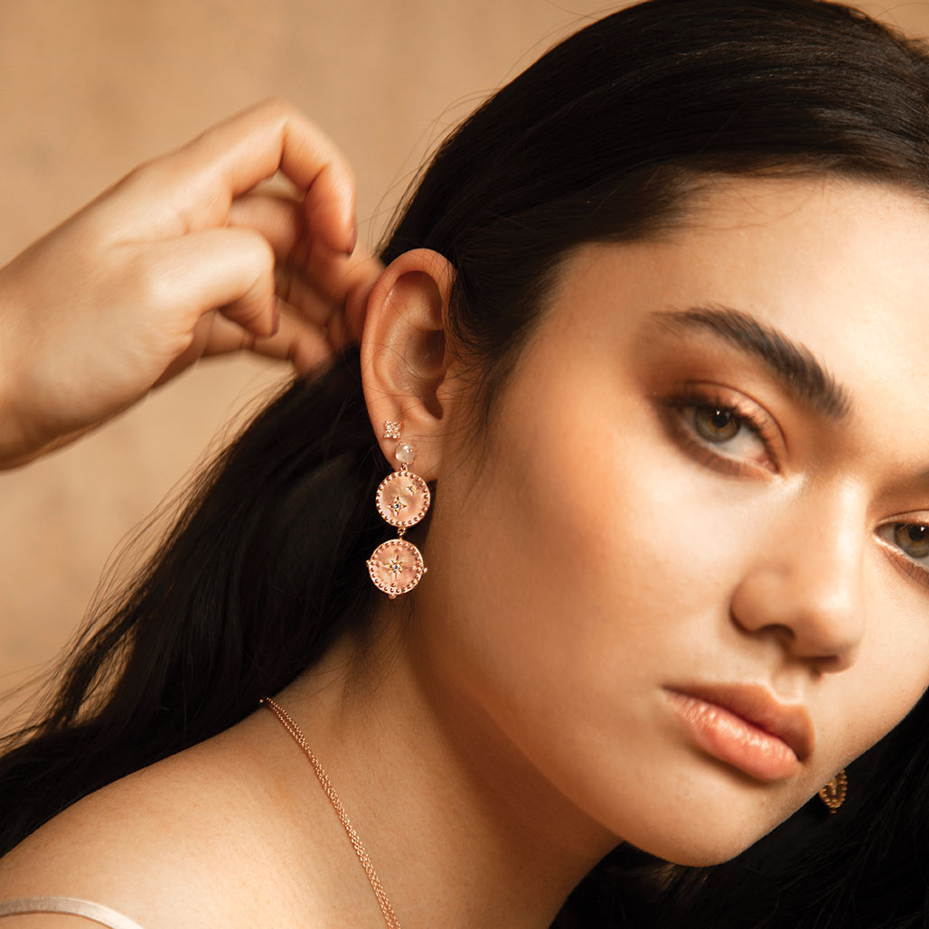 Murkani Double Disc Earrings Rose Gold