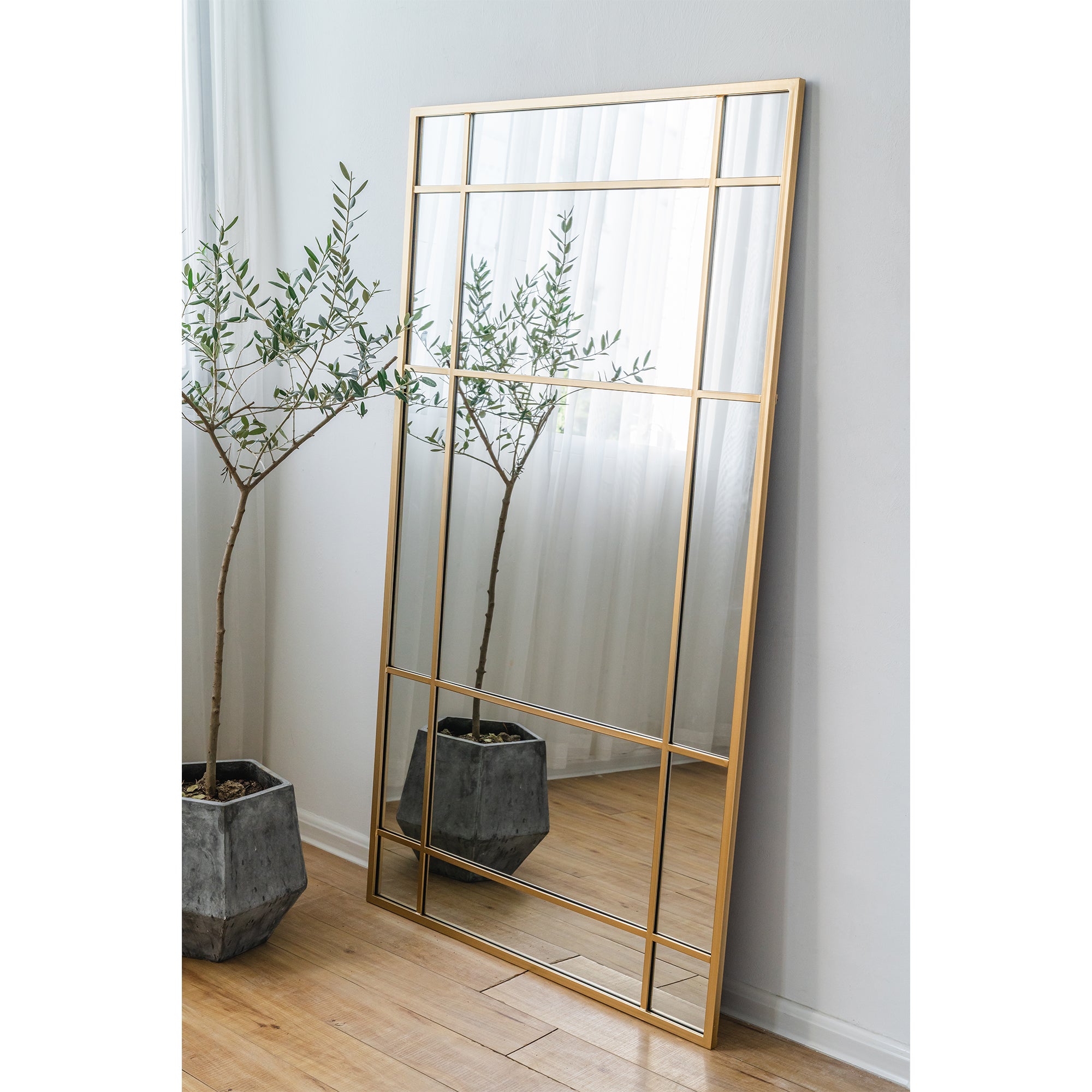 Lucia Gold Rimmed 15 Pane Mirror