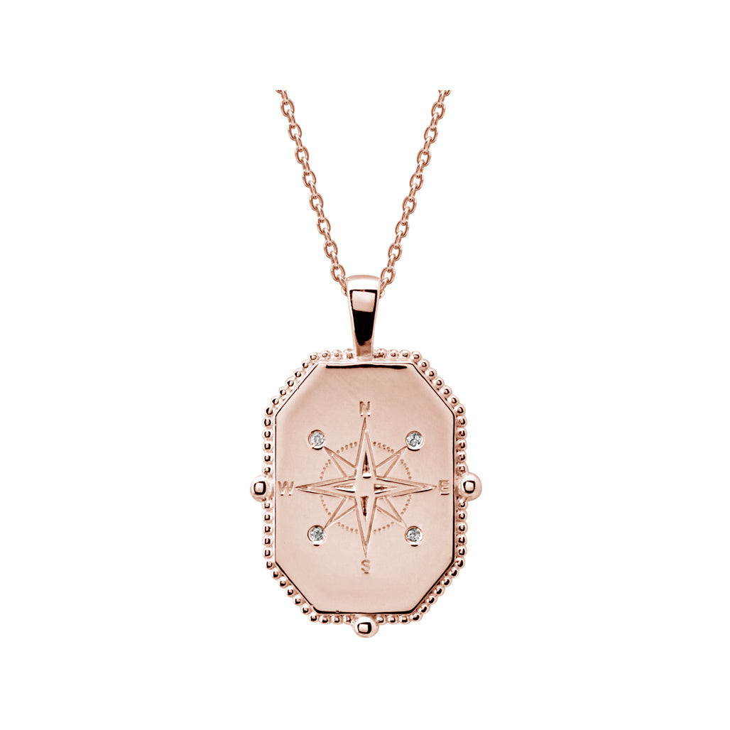 Murkani Compass Necklace Rose Gold Plate