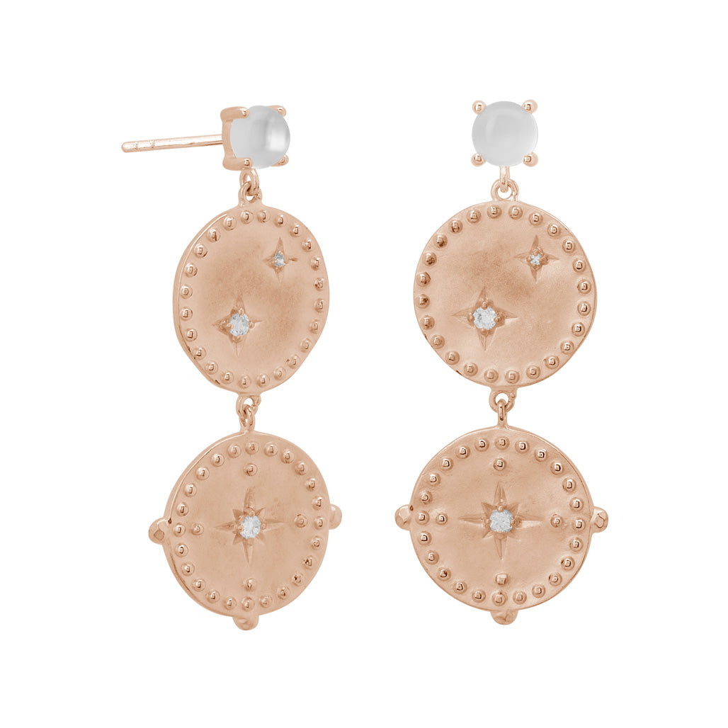 Murkani Double Disc Earrings Rose Gold