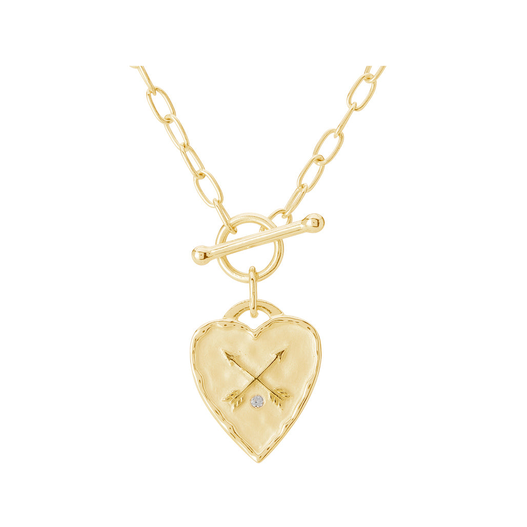 Murkani Heart Fob Necklace 18KT Yellow Gold Plate