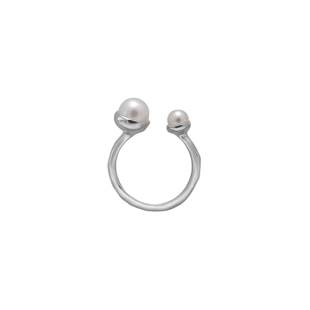 Murkani Riviera Double Pearl Ring Sterling Silver