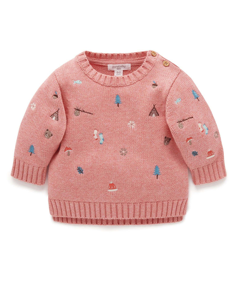 Purebaby Forest Embroidered Jumper