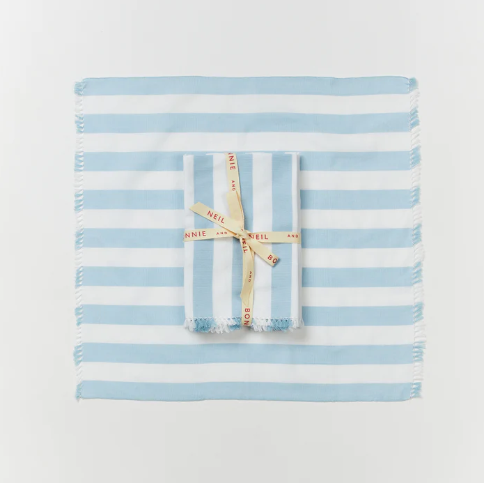 Woven Stripe Powder Blue Napkins (Set 6)