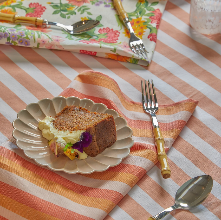 Woven Stripe Pink Tablecloth Medium