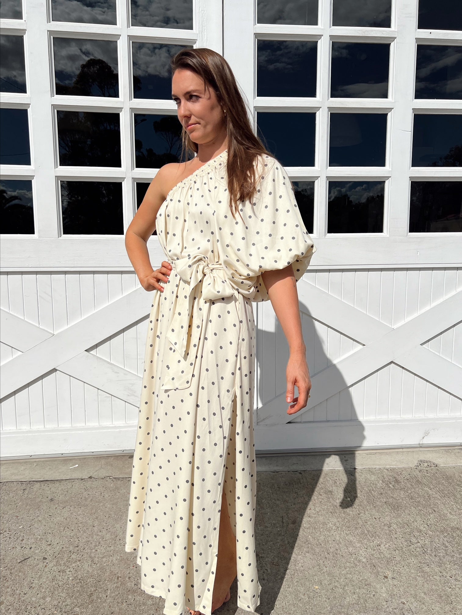 Grace and May Spot One Shoulder Maxi