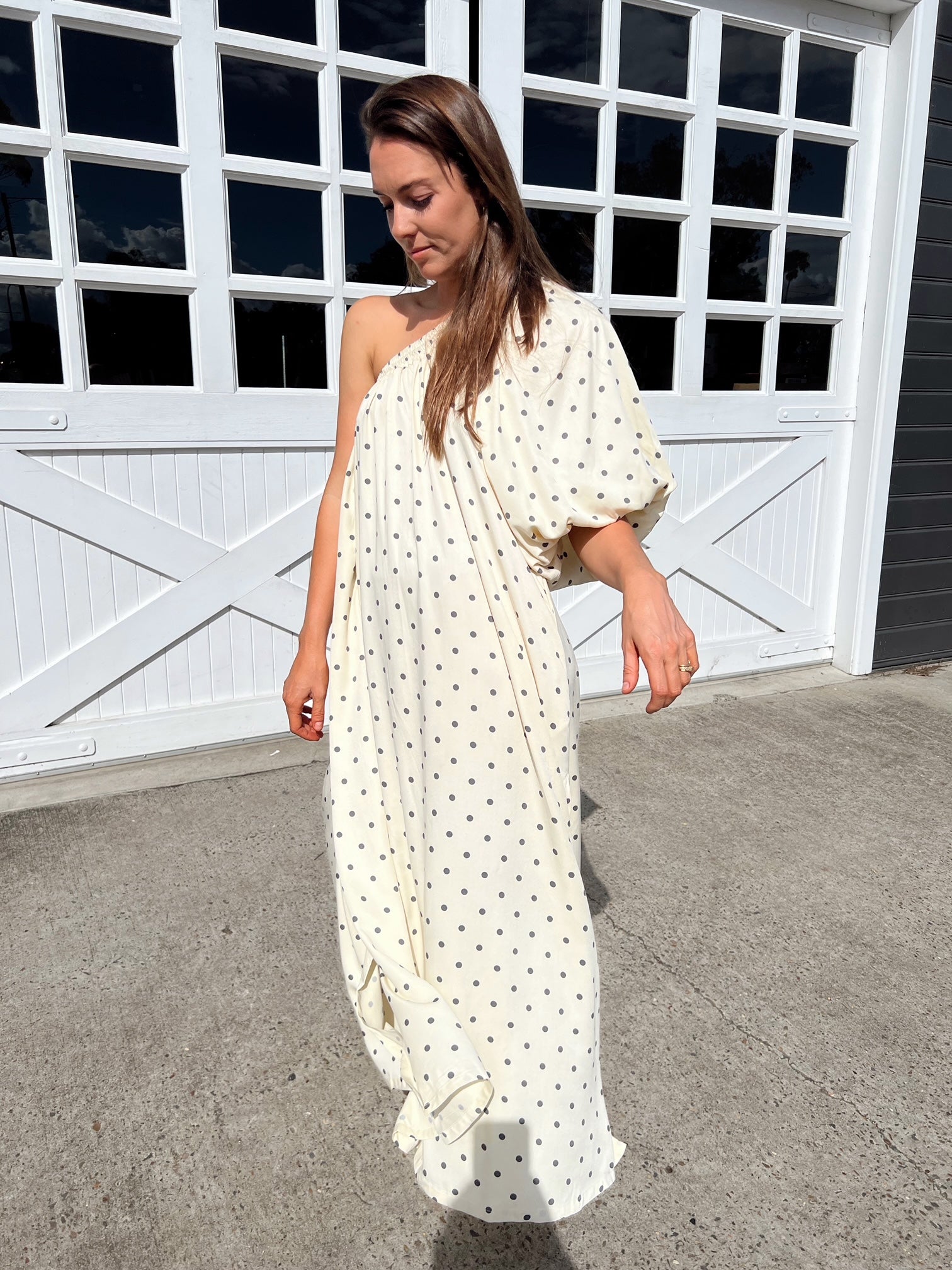 Grace and May Spot One Shoulder Maxi